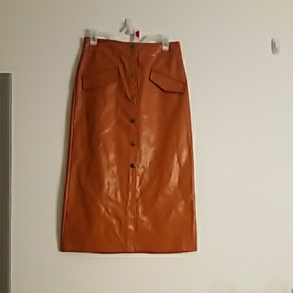 Elegant Tan VEGAN Leather Skirt